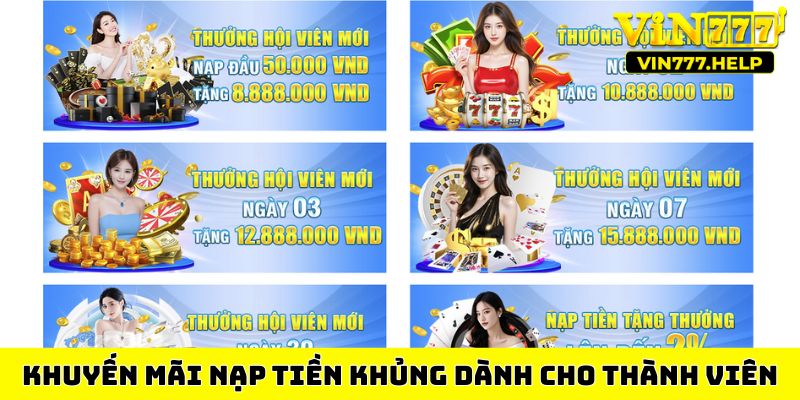 Khuyến mãi nạp tiền khủng dành cho thành viên