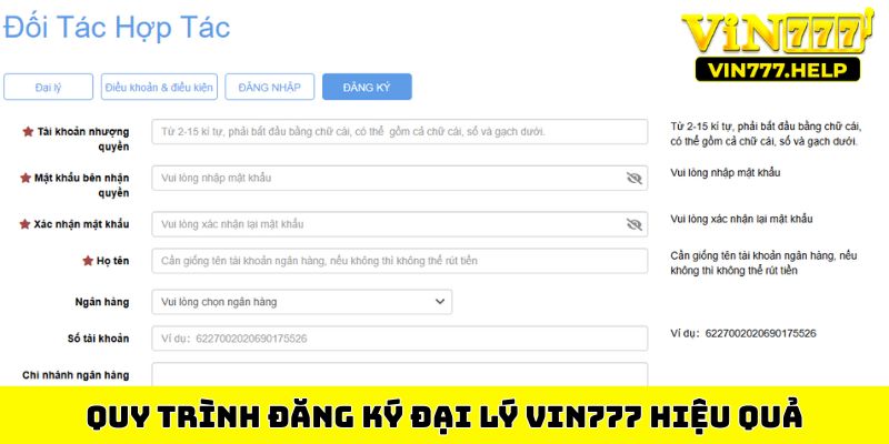 Quy trình đăng ký đại lý Vin777 hiệu quả